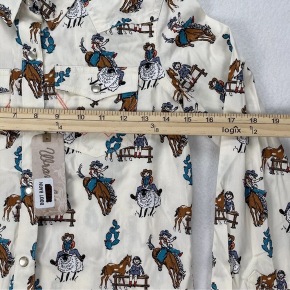 WRANGLER GIRLS L LONG SLEEVE COWGIRL BRONCO BUSTING WESTERN PEARL SNAP NWT - Picture 5 of 13